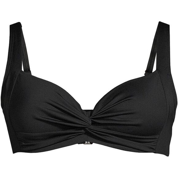Land’s End Plus Reg retro underwire twist front bikini top  adjustable black Var - Picture 1 of 9